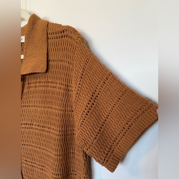 L*Space NWOT Marbella Cotton Knit Button Down Top Swim Cover Up In Brown- Size M - Picture 4 of 9